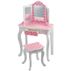 Polka Dot Fashion Prints Vanity Table & Stool Set Pink - Teamson Kids -Kids Furniture Shop GUEST 01155bac e3df 4437 aeed 60698b770388