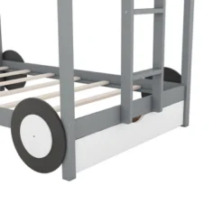 Twin Over Twin Car-Shaped Bunk Bed With Wheels, Drawers And Shelves, Gray - ModernLuxe 18 Twin Over Twin Car-Shaped Bunk Bed With Wheels, Drawers And Shelves, Gray - ModernLuxe -Kids Furniture Shop GUEST 0314ab90 45c8 49c2 97d2 dfd41d70d869