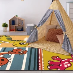 Dinoventure Dinosaurs Non-Slip Kids Playroom Decor Washable Indoor Area Rug By Blue Nile Mills -Kids Furniture Shop GUEST 0831458c aac7 479f bad0 253413719c6f