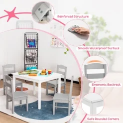 Costway Kids 5 Piece Table & Chair Set Wooden Children Activity Playroom Furniture Gift -Kids Furniture Shop GUEST 08acfae6 419a 4a02 9304 4e3c6e673a01