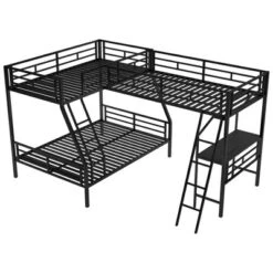 Twin Over Full Metal Bunk Bed With Twin Size Loft Bed And Desk, Black - ModernLuxe -Kids Furniture Shop GUEST 0b7c2d78 4379 4111 a7b0 300df1bbe354