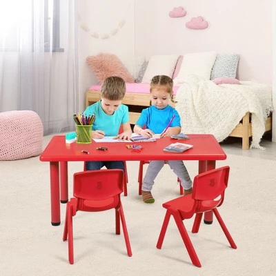 Costway Kids Plastic Rectangular Learn And Play Table Playroom Kindergarten Home Red 3 Costway Kids Plastic Rectangular Learn And Play Table Playroom Kindergarten Home Red - Image 3