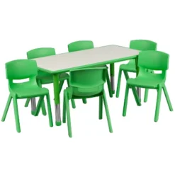 Flash Furniture 23.625"W X 47.25"L Rectangular Plastic Height Adjustable Activity Table Set With 6 Chairs -Kids Furniture Shop GUEST 1011de92 1358 40ec 9e6a 3dc1e96cd79b