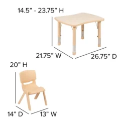 Emma And Oliver 21.875"W X 26.625"L Rectangular Plastic Height Adjustable Activity Table Set With 2 Chairs -Kids Furniture Shop GUEST 167c5033 6c12 4e77 b322 31131b56b2b8