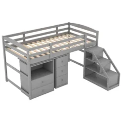 Twin Size Loft Bed With Multifunctional Movable Built-in Desk And Staircase-ModernLuxe -Kids Furniture Shop GUEST 169f6e95 6bd3 4b0f a11e 2f6512953a48