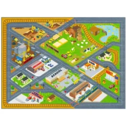 KC CUBS Boy & Girl Kids Country Farm Road W/ Construction Vehicle Car Traffic Educational Learning & Game Nursery Classroom Rug Carpet -Kids Furniture Shop GUEST 1818cbad 521c 4cad 8e2c c82c1ebe2256