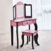 Fashion Leopard Prints Gisele Play Wooden Vanity Set Pink / Black - Teamson Kids