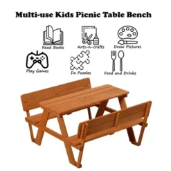 Gardenised Wooden Kids Picnic Table Bench With Backrest, Outdoor Children's Backyard Table, Crafting, Dining, And Playtime Patio Table -Kids Furniture Shop GUEST 1e1cee51 24c4 447c a92a 17a44c74e7b8