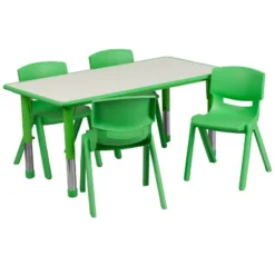 Flash Furniture 23.625"W X 47.25"L Rectangular Plastic Height Adjustable Activity Table Set With 4 Chairs -Kids Furniture Shop GUEST 1e970c6c 7142 4809 bdf3 074073536da7