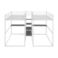 Double Twin Over Twin Size Metal Bunk Bed With Desk, Shelves And Storage Staircase-ModernLuxe -Kids Furniture Shop GUEST 226beb20 4da8 4f8b b5f3 a7f93563a1f8