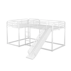 Full And Twin Size L-Shaped Metal Bunk Bed With Slide And Ladder-ModernLuxe -Kids Furniture Shop GUEST 2324c6e7 51cb 4d6c bf9a c4dabfce5190