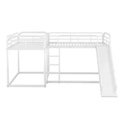 Full And Twin Size L-Shaped Metal Bunk Bed With Slide And Ladder-ModernLuxe -Kids Furniture Shop GUEST 25cc18e8 dd21 4988 9a3d 44cc21e38fd1