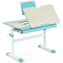 Costway Height-Adjustable Kids Desk Children Study Table With Tilt Desktop & Book Stand Blue/Pink -Kids Furniture Shop GUEST 2813d16a 4eda 49c7 806a 7fd455cd831e