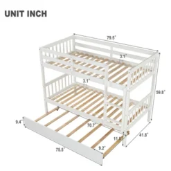 Twin Over Twin Wood Bunk Bed With Trundle, Safety Rail And Ladder-ModernLuxe -Kids Furniture Shop GUEST 294d3ef3 d997 4fb0 af8d 260dd23ebb84