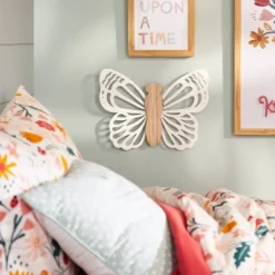 Butterfly Wood Lit Kids' Wall Decor Cream - Pillowfort™