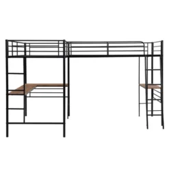 Metal Twin Size Loft Bed With Two Built-in Desks, Black - ModernLuxe -Kids Furniture Shop GUEST 2ca544d5 0cdc 4769 a41c 97eade787cdf