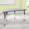 Emma And Oliver Mobile 60" Half Circle Wave Collaborative Grey Adjustable Height Activity Table