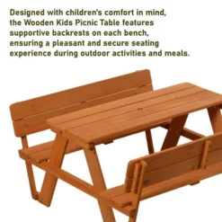 Gardenised Wooden Kids Picnic Table Bench With Backrest, Outdoor Children's Backyard Table, Crafting, Dining, And Playtime Patio Table -Kids Furniture Shop GUEST 3352a6d6 95aa 44ef a757 c8b711b8bcdb