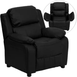 Emma And Oliver Deluxe Padded Contemporary Kids Recliner With Storage Arms -Kids Furniture Shop GUEST 342a9b05 0e3f 4f66 a9ee ea982a750f0e