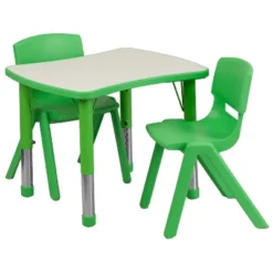 Emma And Oliver 21.875"W X 26.625"L Rectangular Plastic Height Adjustable Activity Table Set With 2 Chairs -Kids Furniture Shop GUEST 3d491e6f a36c 42bc 98c6 63af20a5e208