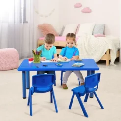 Costway Kids Plastic Rectangular Learn And Play Table Playroom Kindergarten Home Blue -Kids Furniture Shop GUEST 41731051 1cbd 40a9 8a78 eac35efdb16b