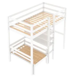 Convertible Loft Bed With L Shaped Desk, Shelf And Ladder, White - ModernLuxe -Kids Furniture Shop GUEST 462f5608 16f8 45c0 b84d 2002ee15a038