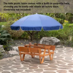Gardenised Wooden Kids Picnic Table Bench With Backrest, Outdoor Children's Backyard Table, Crafting, Dining, And Playtime Patio Table -Kids Furniture Shop GUEST 47b394ad 60cf 4b60 8b09 21d6ddcac46c