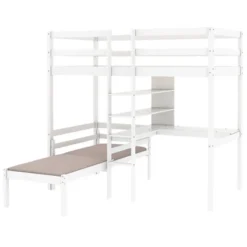 Convertible Loft Bed With L Shaped Desk, Shelf And Ladder, White - ModernLuxe -Kids Furniture Shop GUEST 4bd47d46 8945 4dc0 ba1b eef80efaf21b