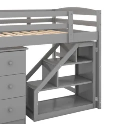 Twin Size Loft Bed With Multifunctional Movable Built-in Desk And Staircase-ModernLuxe -Kids Furniture Shop GUEST 4e223261 7d3a 48ad a50e 81a2329c83ba