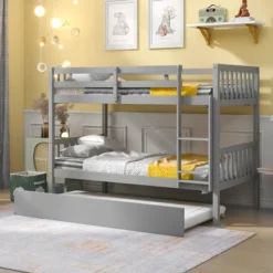 Twin Over Twin Wood Bunk Bed With Trundle, Safety Rail And Ladder-ModernLuxe -Kids Furniture Shop GUEST 543bae8d b091 4f18 afbe 5b44ee1f21e8
