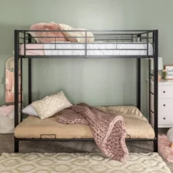 Twin Over Futon Analise Metal Bunk Bed Black - Saracina Home -Kids Furniture Shop GUEST 561bd3db cee9 44eb b8a5 0f2ff86da729