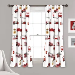 52"x84" Make A Wish Fire Truck Window Curtain Panels Set - Lush Décor -Kids Furniture Shop GUEST 5872aa98 b2a9 4d50 b13b 0b29756e8544