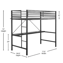 Flash Furniture Jake Metal Loft Bed Frame With Desk, Protective Guard Rails And Ladder For Kids, Teens And Adults -Kids Furniture Shop GUEST 5f38e269 54a9 47ff b9a5 5769082cc0ff