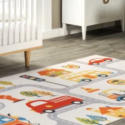 NuLOOM Carmina City Streets Machine Washable Kids Area Rug 7' X 9' In White Multi -Kids Furniture Shop GUEST 5f80219a 2c4f 4b13 acb1 d7a37133a41d