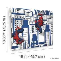 Spider-Man Cityscape Peel And Stick Wallpaper Red/Blue/Gray - RoomMates -Kids Furniture Shop GUEST 619624c6 89cf 46a9 ba3f 09e2af8af588