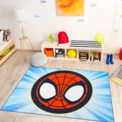 Marvel Spidey Circle 54"x78" Area Rug Blue