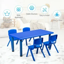 Costway Kids Plastic Rectangular Learn And Play Table Playroom Kindergarten Home Blue -Kids Furniture Shop GUEST 628cec32 8e4a 45aa 9468 63becd680a5b