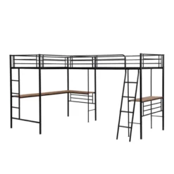 Metal Twin Size Loft Bed With Two Built-in Desks, Black - ModernLuxe -Kids Furniture Shop GUEST 6376fb45 a29b 455f bfe0 ace0e90a795d