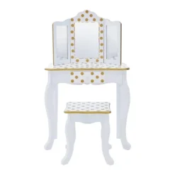 Fashion Polka Dot Gisele Play Vanity Set With Led Mirror White/Gold - Teamson Kids -Kids Furniture Shop GUEST 65055718 9fd1 44a2 9e6d 7361695112e8