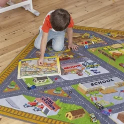 KC CUBS Boy & Girl Kids Country Farm Road W/ Construction Vehicle Car Traffic Educational Learning & Game Nursery Classroom Rug Carpet -Kids Furniture Shop GUEST 66ad9c2d e64e 4b76 a501 17ca96175607