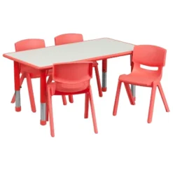 Flash Furniture 23.625"W X 47.25"L Rectangular Plastic Height Adjustable Activity Table Set With 4 Chairs -Kids Furniture Shop GUEST 66d36f7e afac 4ee5 95c0 5846095269e9