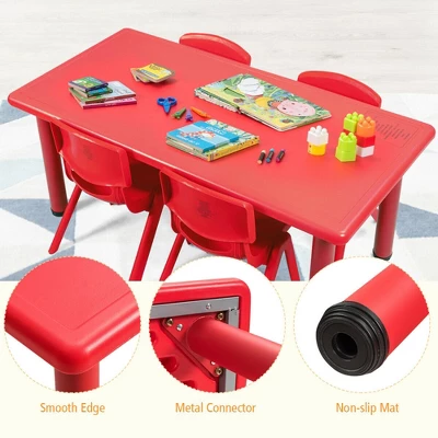 Costway Kids Plastic Rectangular Learn And Play Table Playroom Kindergarten Home Red 6 Costway Kids Plastic Rectangular Learn And Play Table Playroom Kindergarten Home Red - Image 6