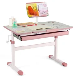 Costway Height-Adjustable Kids Desk Children Study Table With Tilt Desktop & Book Stand Blue/Pink -Kids Furniture Shop GUEST 679369a8 b887 4606 bd81 ed9d082f3105
