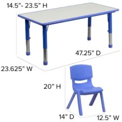 Flash Furniture 23.625"W X 47.25"L Rectangular Plastic Height Adjustable Activity Table Set With 6 Chairs -Kids Furniture Shop GUEST 68c5d6f3 0e36 4119 b9ad e2a9ebcad48c