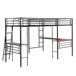 Metal Twin Size Loft Bed With Two Built-in Desks, Black - ModernLuxe -Kids Furniture Shop GUEST 69c79359 ebd5 4382 b247 61d7f2d221a2