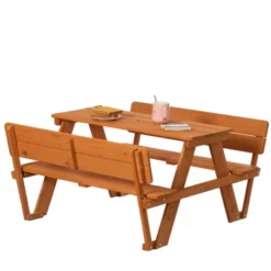 Gardenised Wooden Kids Picnic Table Bench With Backrest, Outdoor Children's Backyard Table, Crafting, Dining, And Playtime Patio Table -Kids Furniture Shop GUEST 6c2ea083 0914 4569 90f0 0baa2ca3abdc