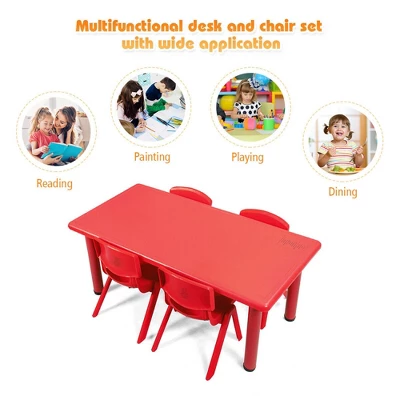Costway Kids Plastic Rectangular Learn And Play Table Playroom Kindergarten Home Red 9 Costway Kids Plastic Rectangular Learn And Play Table Playroom Kindergarten Home Red - Image 9