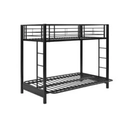 Twin Over Futon Analise Metal Bunk Bed Black - Saracina Home -Kids Furniture Shop GUEST 74e2d72d ba1e 41f2 80bc 6da6082dff35