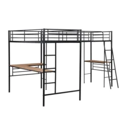Metal Twin Size Loft Bed With Two Built-in Desks, Black - ModernLuxe -Kids Furniture Shop GUEST 766d25de aa5a 4f4a b386 0aba854b99b4