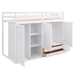 Functional Twin Loft Bed With 3 Shelves, 2 Wardrobes, 2 Drawers And Ladder With Storage-ModernLuxe -Kids Furniture Shop GUEST 791f6f0c 8d94 4c6e 8fd9 fdbb7020b90a